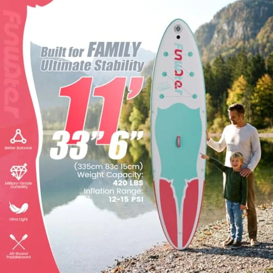 Inflatable Stand Up Paddle Board 10'6/11/11'6 for Adults Youth with Premium Accessories Wide Stable Design Non-Slip Comfort Dec