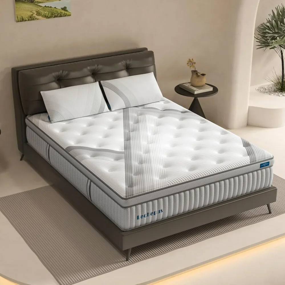 King Mattress,14Inch Medium Mattress in Box, Hybrid Mattress with Memory Foam & 7-Zone Individual Pocket Spring Mattress