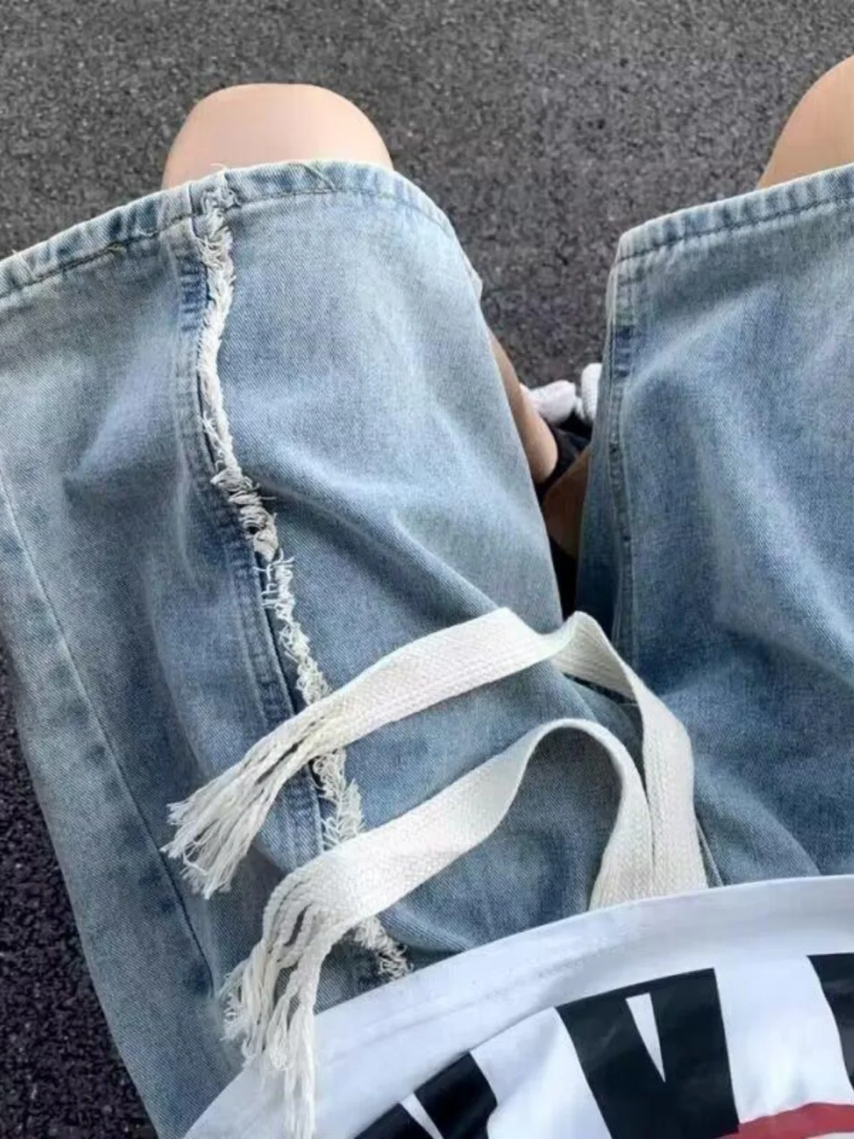 

Модные джинсовые шорты-бермуды мужские летние тонкие в американском стиле High Street, винтажные, с пэчворком, универсальные, средней длины, рабочая одежда