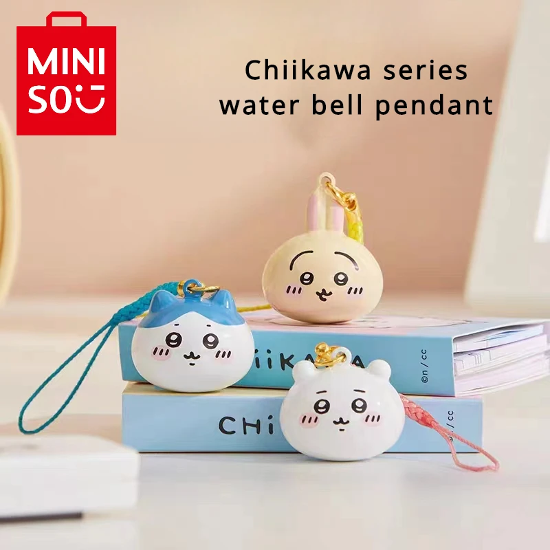 MINISO Cartoon Kawaii Chiikawa Series Water Tone Bell Decorative Pendant Hachiware Bell Pendant Usagi Women's Keychain Gifts