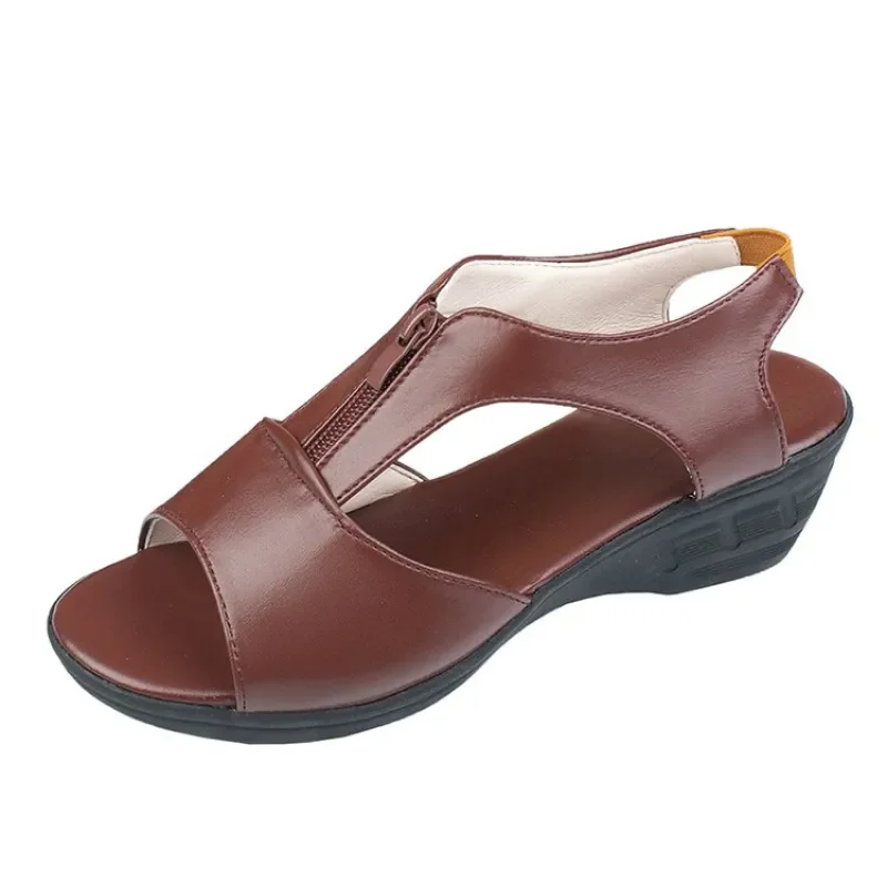 Women's Summer Hollow-Out Platform Wedge Sandals, Retro Casual Peep-Toe Sandals, Daily Versatile Plus Size Shoes