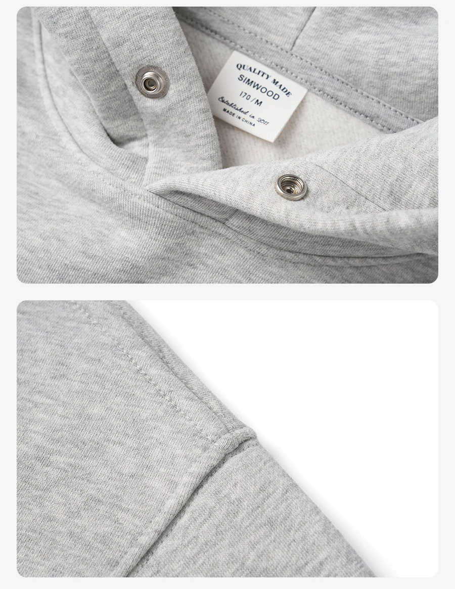 SIMWOOD 2026 Spring New Oversize Back Moutain Print Hoodies Men 340gsm Warm Brushed Lining Fabric Sweatshirts