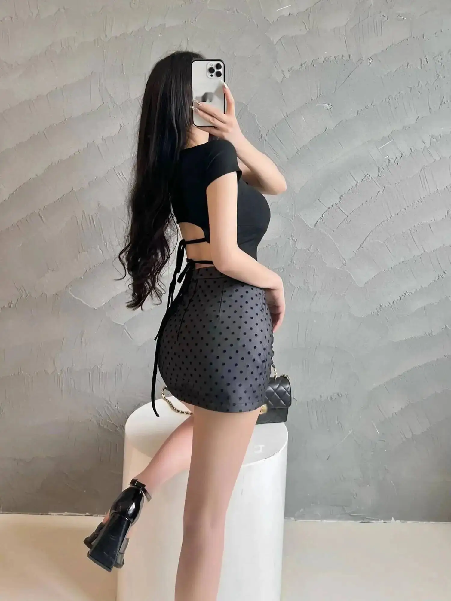 水玉ミディスカートカジュアル女性夏ホットガールハイウエスト A ラインスカートファッションセクシーな韓国女性甘いミニスカート OZ8I