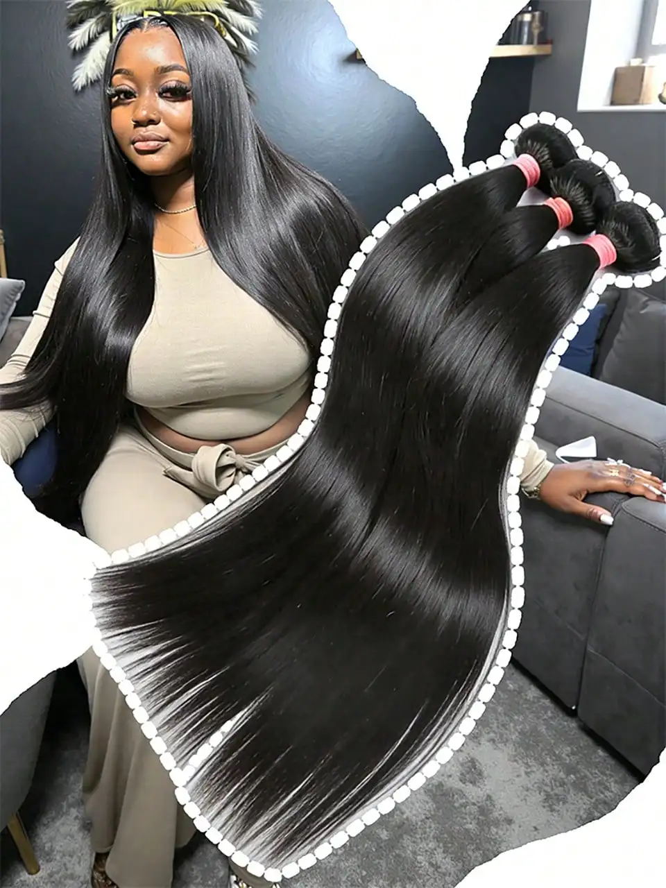 

Unprocessed Virgin Brazilian Human Hair Straight 1/3/4 Bundles 8-40 Inch Natural Black Color Grade 16A Remy Hair Extensions Soft Silky No Tangle No Shedding Human Hair For Sew In