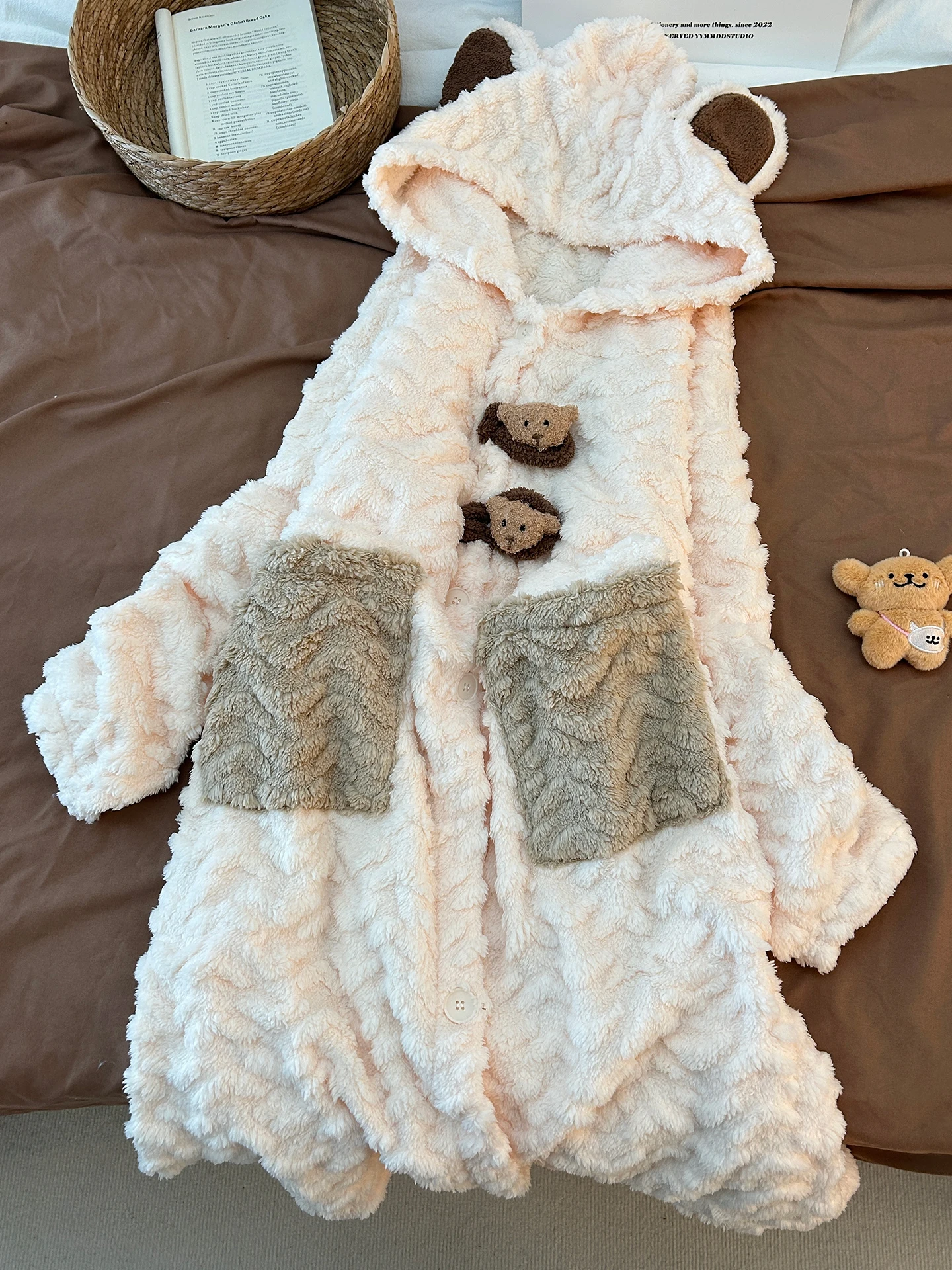 thick-coral-fleece-sleepwear-women's-autumn-winter-warm-flannel-hooded-cartoon-mid-length-robe-bathrobe-home-clothes