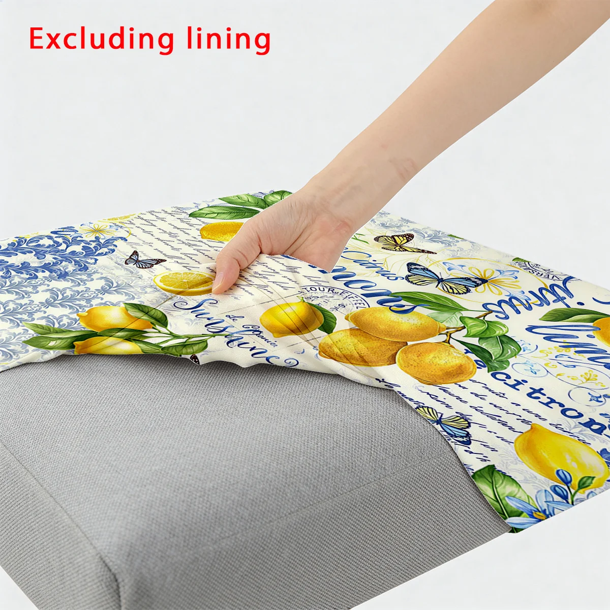 6/8pcs Retro Lemon Print Outdoor Cushion Covers, Decorative Covers for Garden & Backyard