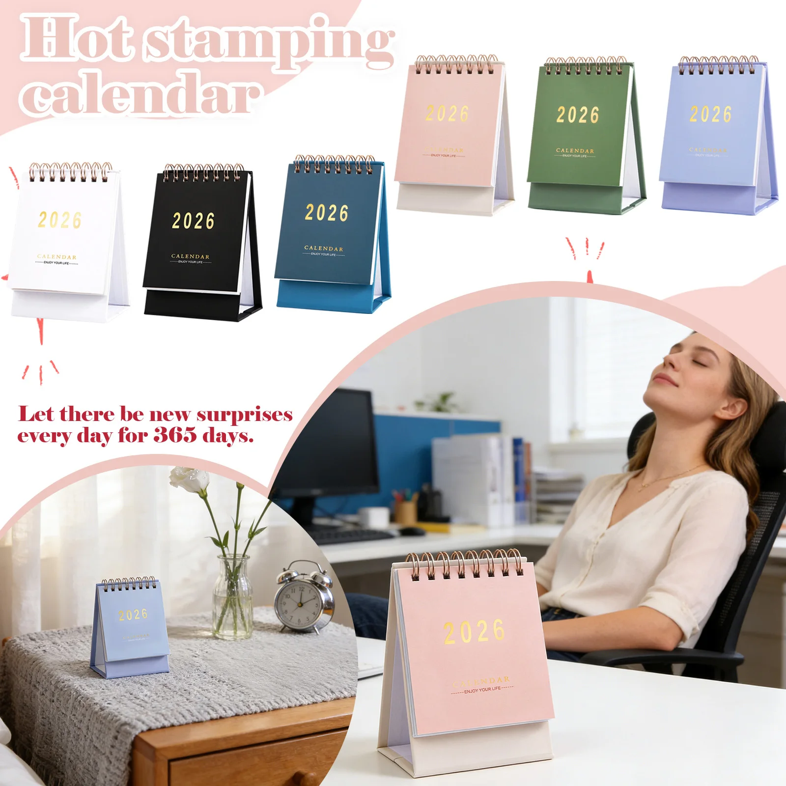 

Мини-календарь для настольного орнамента 2026 года, креативный катушечный календарь, план книги для планирования и планирования, ежедневных мероприятий