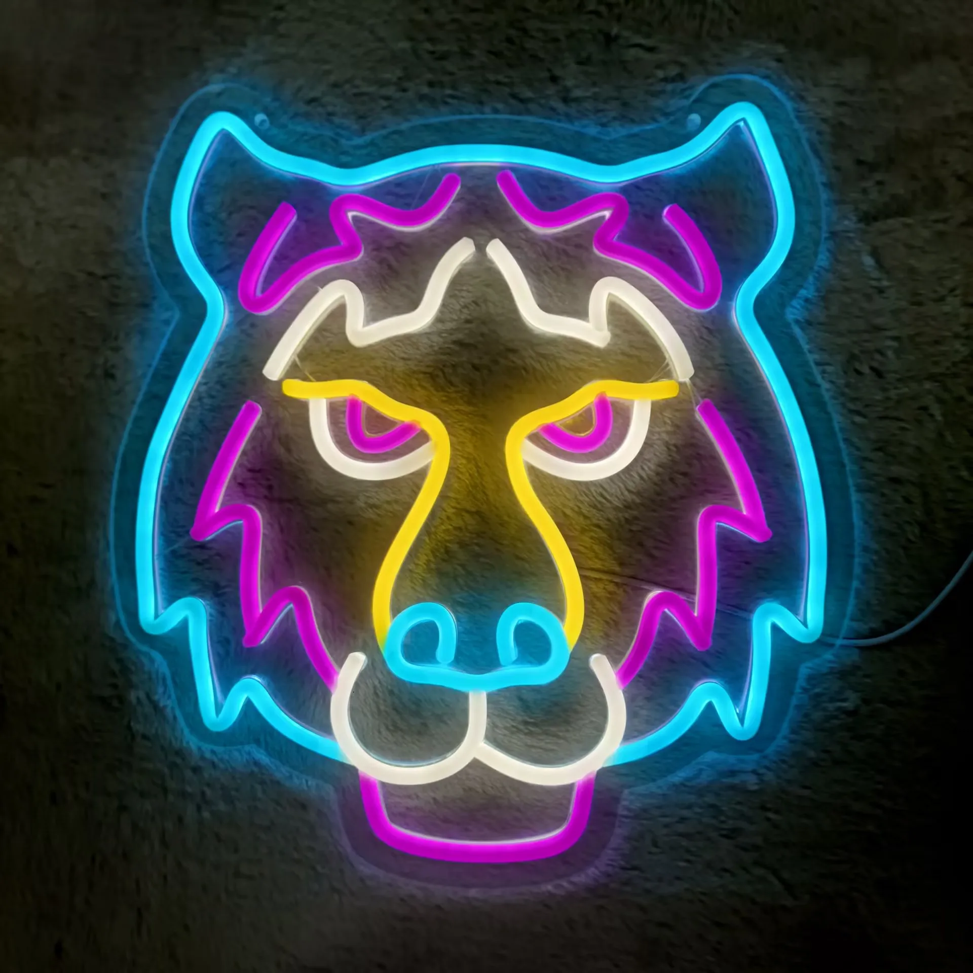 Tiger Head Neon Sign LED Wall Art USB Powered Game Room Man Cave Bedroom Bar Party Wild Animal Decor Gift