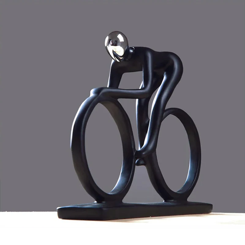 Abstract Bicycle Rider Statue, Modern Figurines, Sculpture, Sportsman Bike, Cyclist Cycle, Office, Living Room Decor