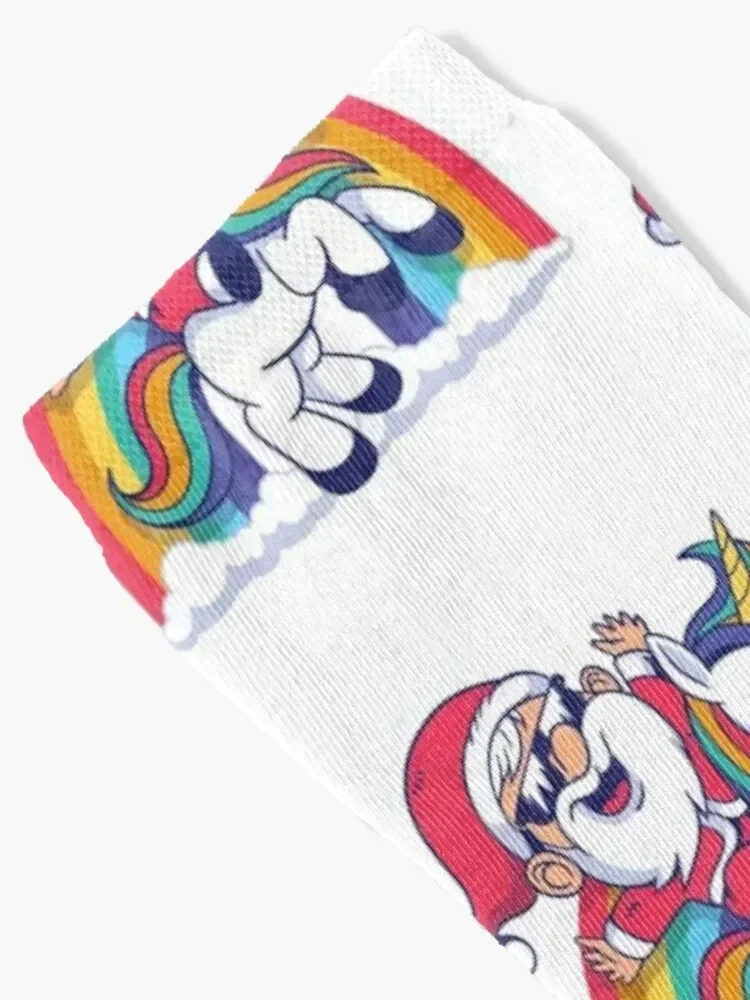 Papá Noel paseos unicornio arcoíris Calcetines medias móviles calcetines de rugby personalizados para hombres y mujeres