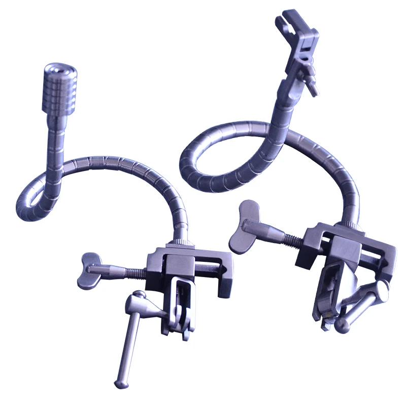 Flexible shaft retractor, snake retractor, automatic retractor, skull fixator, adapter, surgical head frame accessories