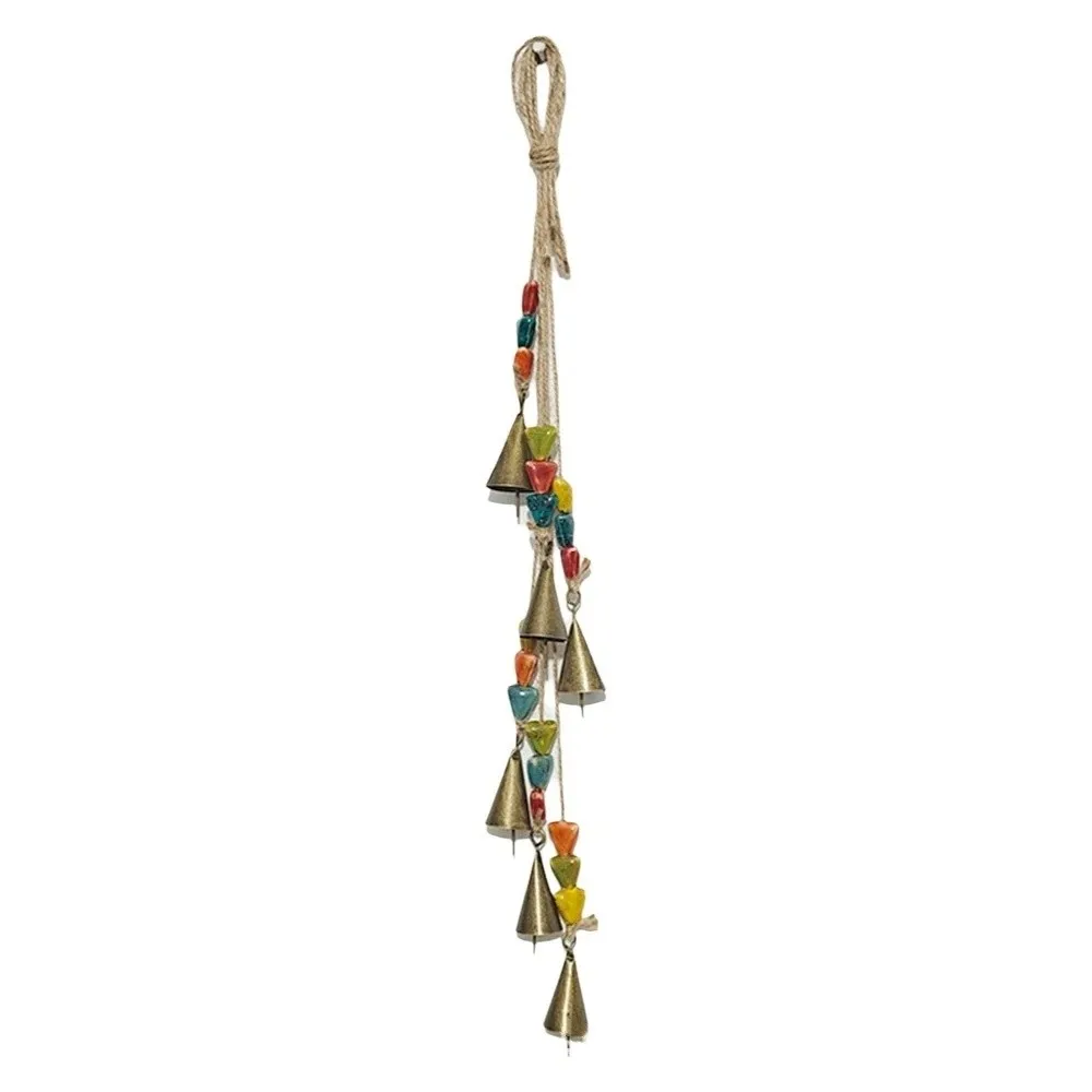 Unique Vintage Bohemia Wind Chime Multicolored Handmade Door Hanging Triangular Ceramic Bead Wall Mounted Wind Chime Gift