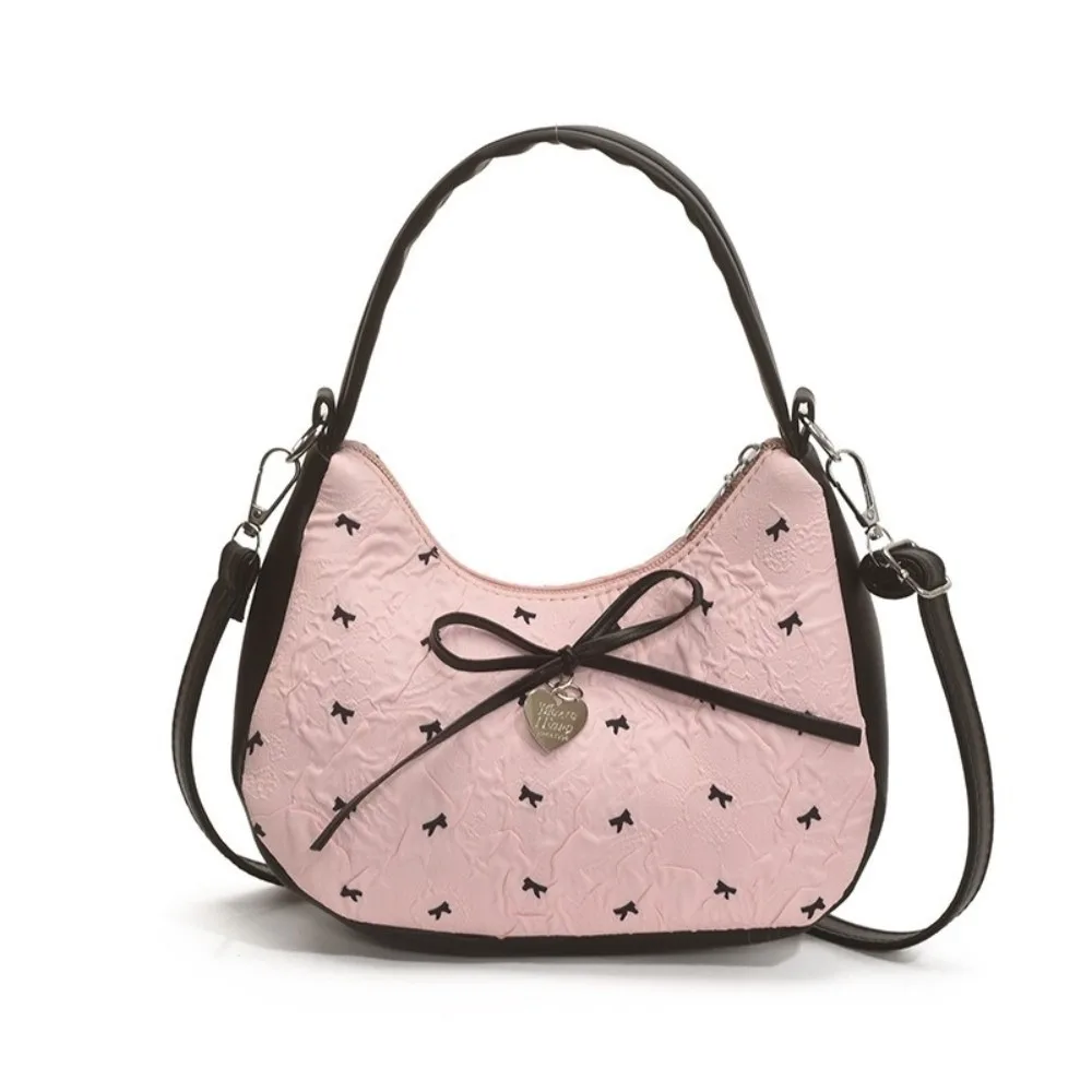 

Exquisite Polka Dot Bow Shoulder Bag Love Heart Leisure Underarm Bag Zipper Y2K Hobo Bag Ladies