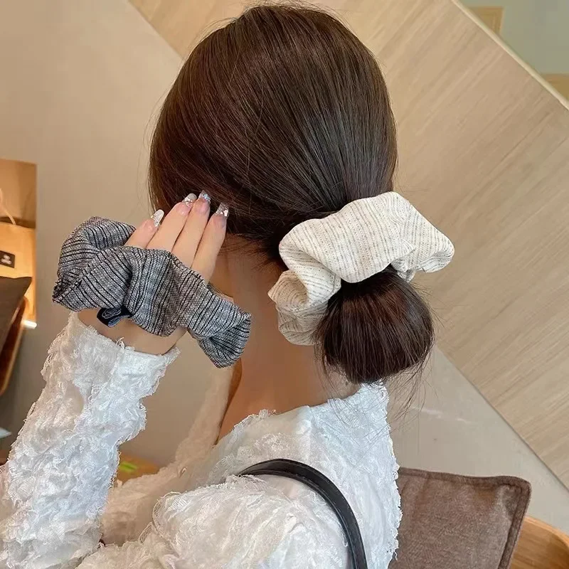 2025 جديد الكورية امرأة كبيرة أنيقة منقوشة Scrunchies أضعاف المطاطية رباط شعر العلاقات الشعر السيدات ذيل حصان عقد إكسسوارات الشعر