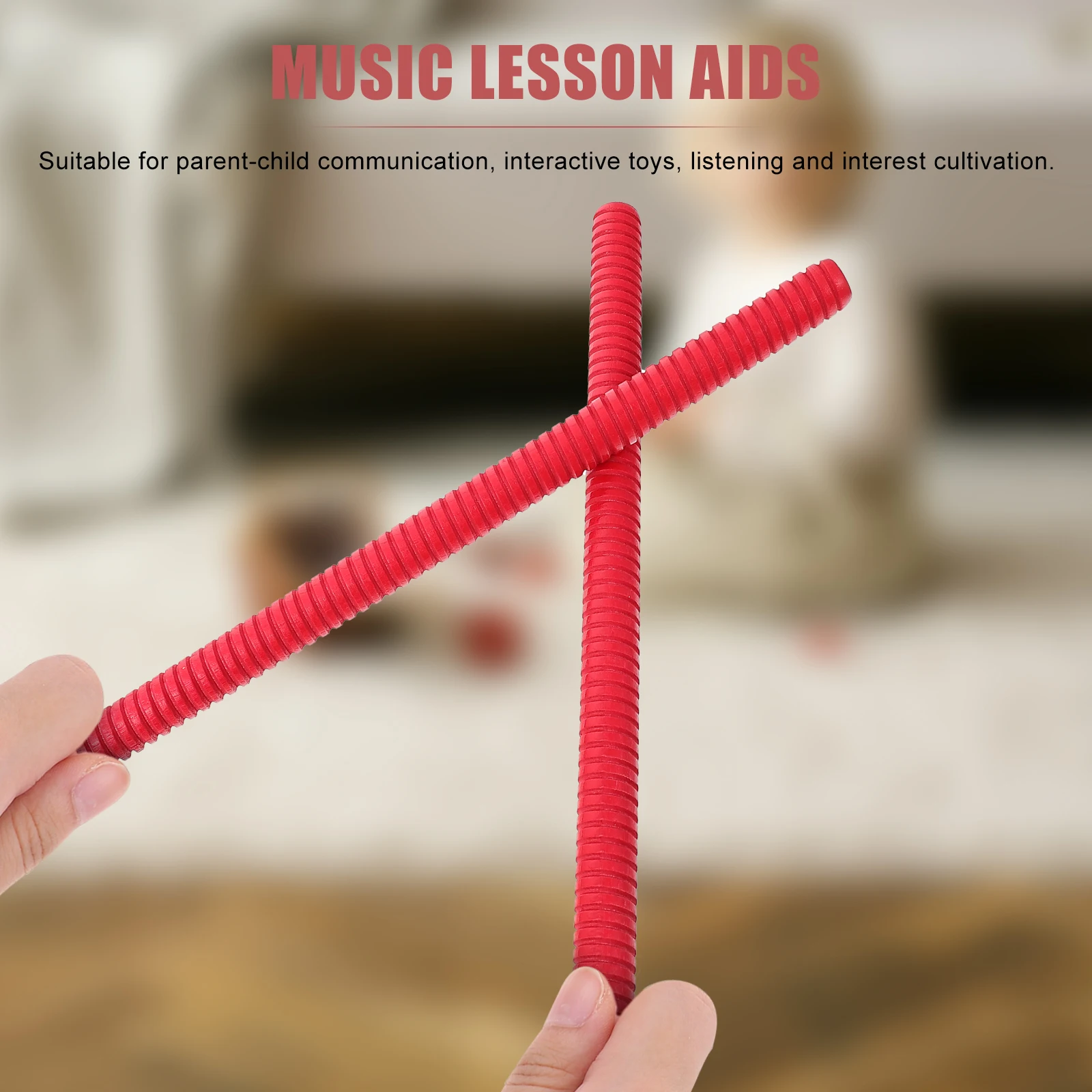 2 ชิ้น Rhythm Sticks สีแดงสดใสเด็กเครื่องดนตรีไม้ของเล่นปลอดภัยเด็กการศึกษาเครื่องมือมือสมอง