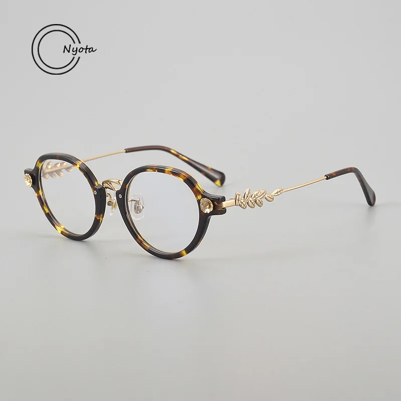 Petal Acetate Titanium Glasses Frame Women Branch Mirror Legs Fashion Literary Optical Eyeglasses Myopia Reading Men Eyewear