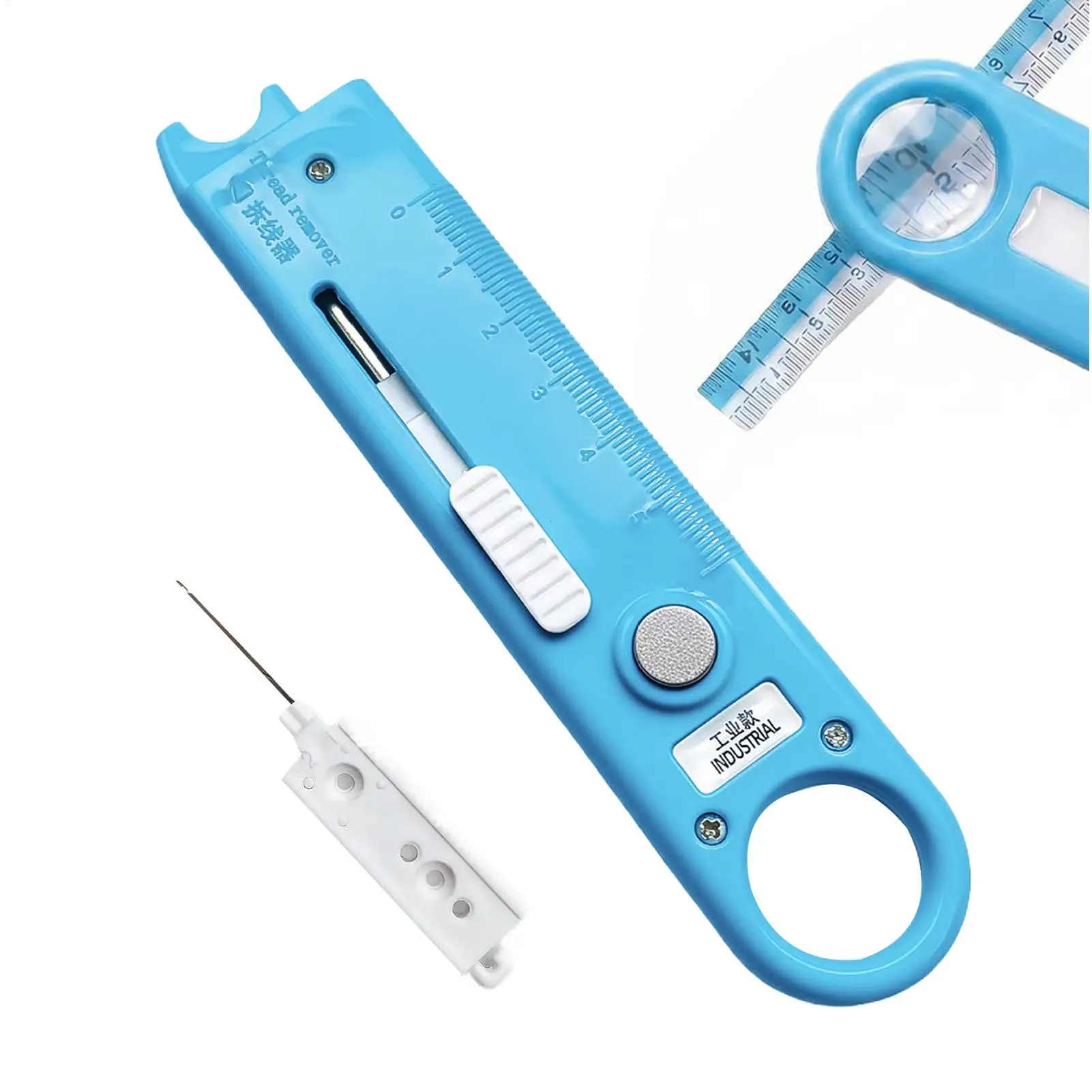 Automatic Sewing Needle Threader with Built-In Ruler and Magnifier Sewing Machine Needle Threader for Mending Tailoring Shops