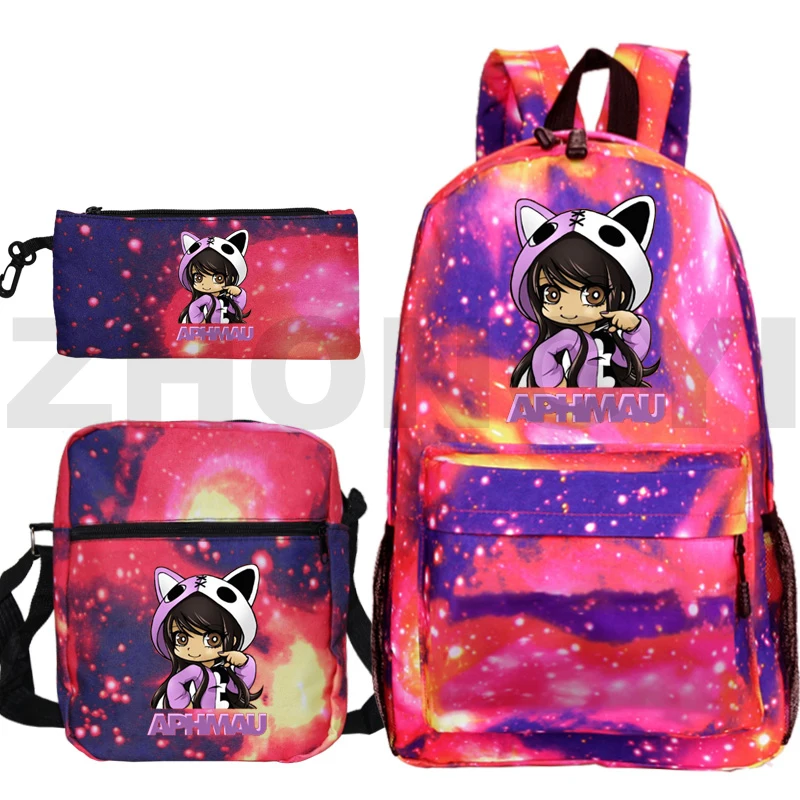 3 Pcs/Set Canvas Aphmau Backpacks for Teenager Girls School Bags for Student Zipper Back Pack Anime As A Cat Aphmau Merch Women