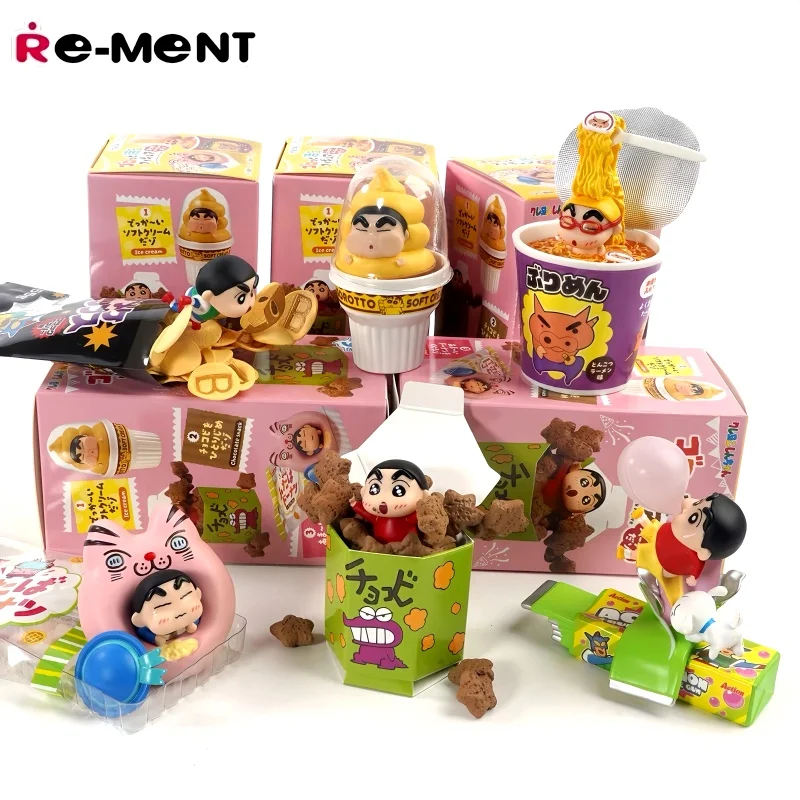 En stock: Caja sorpresa de figuras Re-ment Crayon Shin-chan Super Satisfying Snack Party - Juguetes de helado, chocolate, donuts y fideos instantáneos