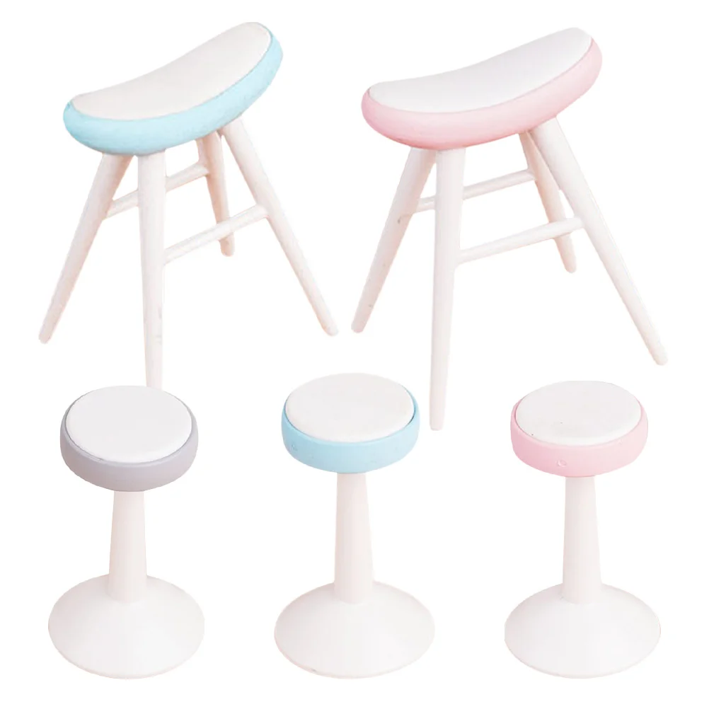 5개 미니어처 의자 플라스틱 의자 DIY 인형집 가구 액세서리 미니어처 풍경 놀이 인형집 의자 모델