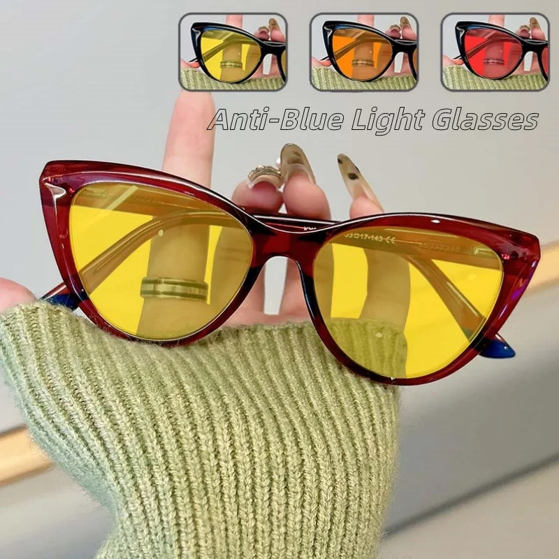 

Retro Cat Eye Anti Blue Light Glasses Night Vision Eyeglasses Computer Special Not Hurt Eyes Game Eye Protection Eyewear
