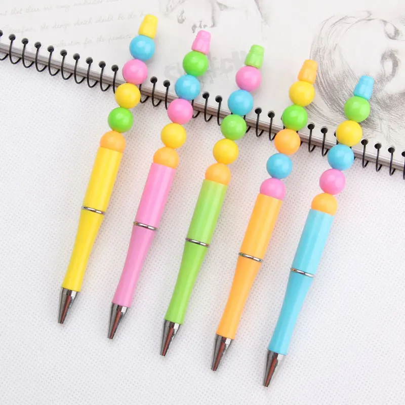 

20Pcs DIY Beaded Ballpoint Pen Personalized Plastic Ball Pens Beaded Pen With Beads Gift Pen