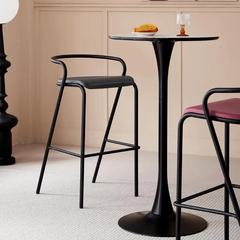 Scandinavian Cafe Bar Stools Iron & Plastic Counter Height Chairs Modern Minimalist Kitchen Island Stools Fashion Home Furniture