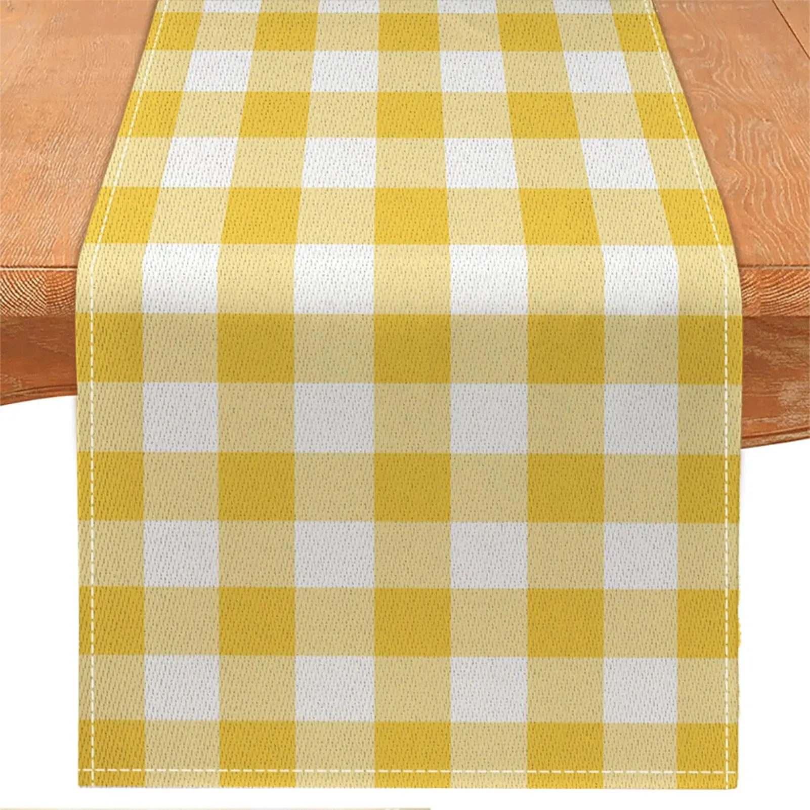 

Buffalo Plaid Table Runner Linen Checkered Dining Decor with White Multi-Color Pattern, Indoor & Outdoor Home Decoration Flat