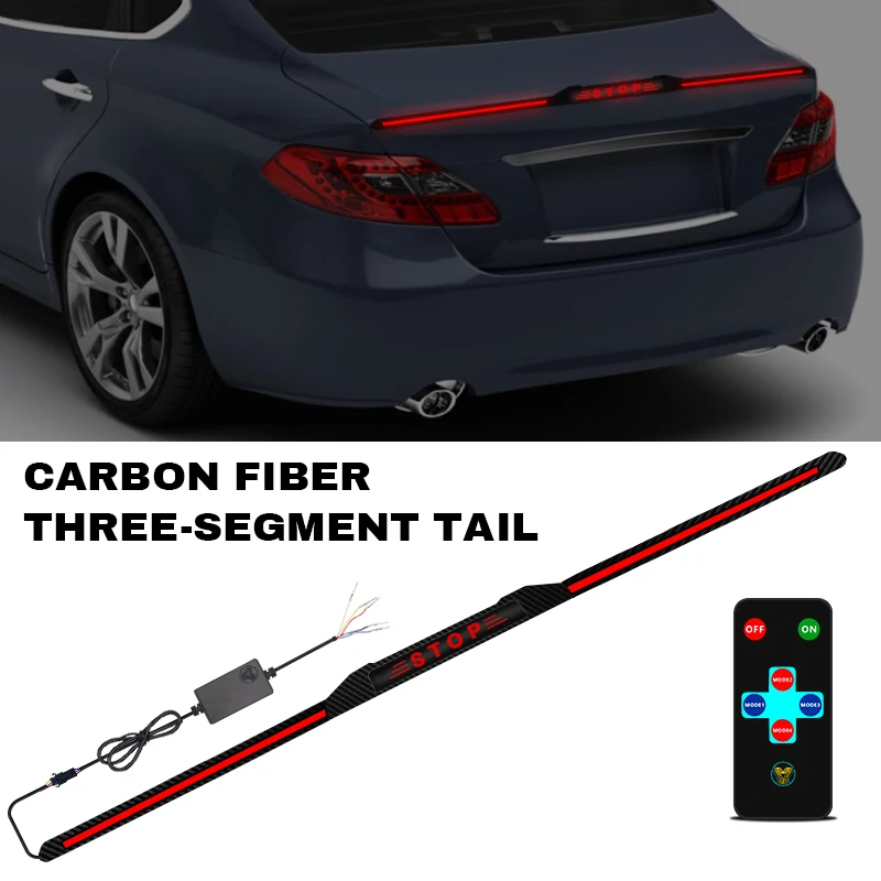 50inch led brake light Dynamic Car spoiler brake light strip Universal Car spoiler led light three-stage rear spoiler lip kit