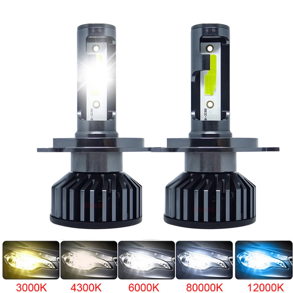 2Pcs H7 H4 LED 3000K 4500K 6000K 8000K HB3 HB4 9005 9006 H3 H1 H8 H11H9 9012 Turbo Car Headlight COB CHIP Fog Light Bulbs