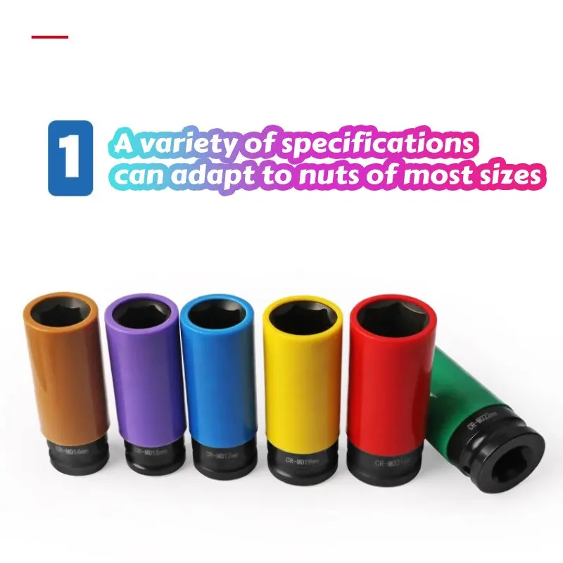 3/4/5/6Pcs 1Set Sleeve Alloy Thin Wall Wheel Nut Auto Car Removal Tool Deep Impact Socket Set Tire Protection Repair Kit Durable