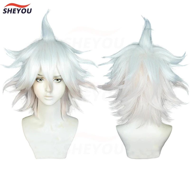 

Nagito Komaeda Cosplay Wig Anime Super Danganronpa 2 White Orange Pink Heat Resistant Synthetic Hair Anime Wigs + Wig Cap