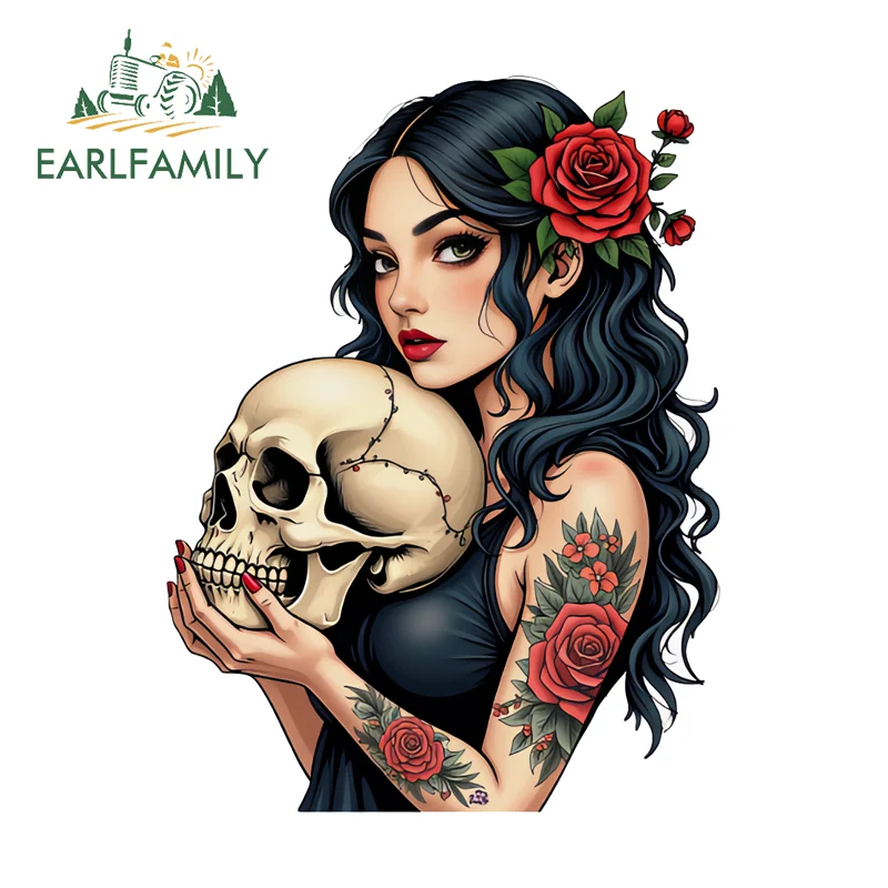 EARLFAMILY Pinup Girl Car Bumper Window Stickers Personal Toolbox Computer Cooler Decal Waterproof PVC JDM RV Custom Printing