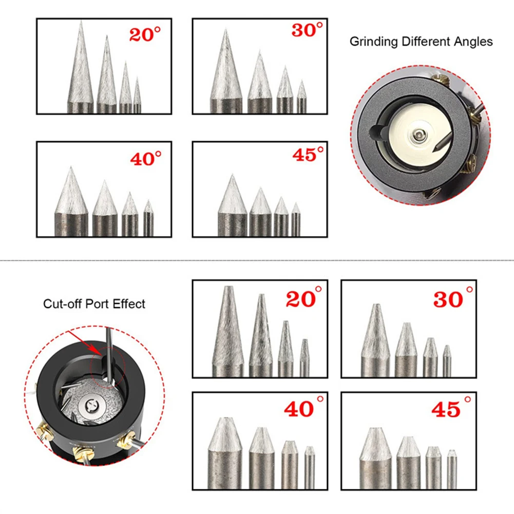 Tungsten Electrode Sharpener Grinder Head TIG Welding Tool with Cut-Off Slots Multi-Angle 0.04\