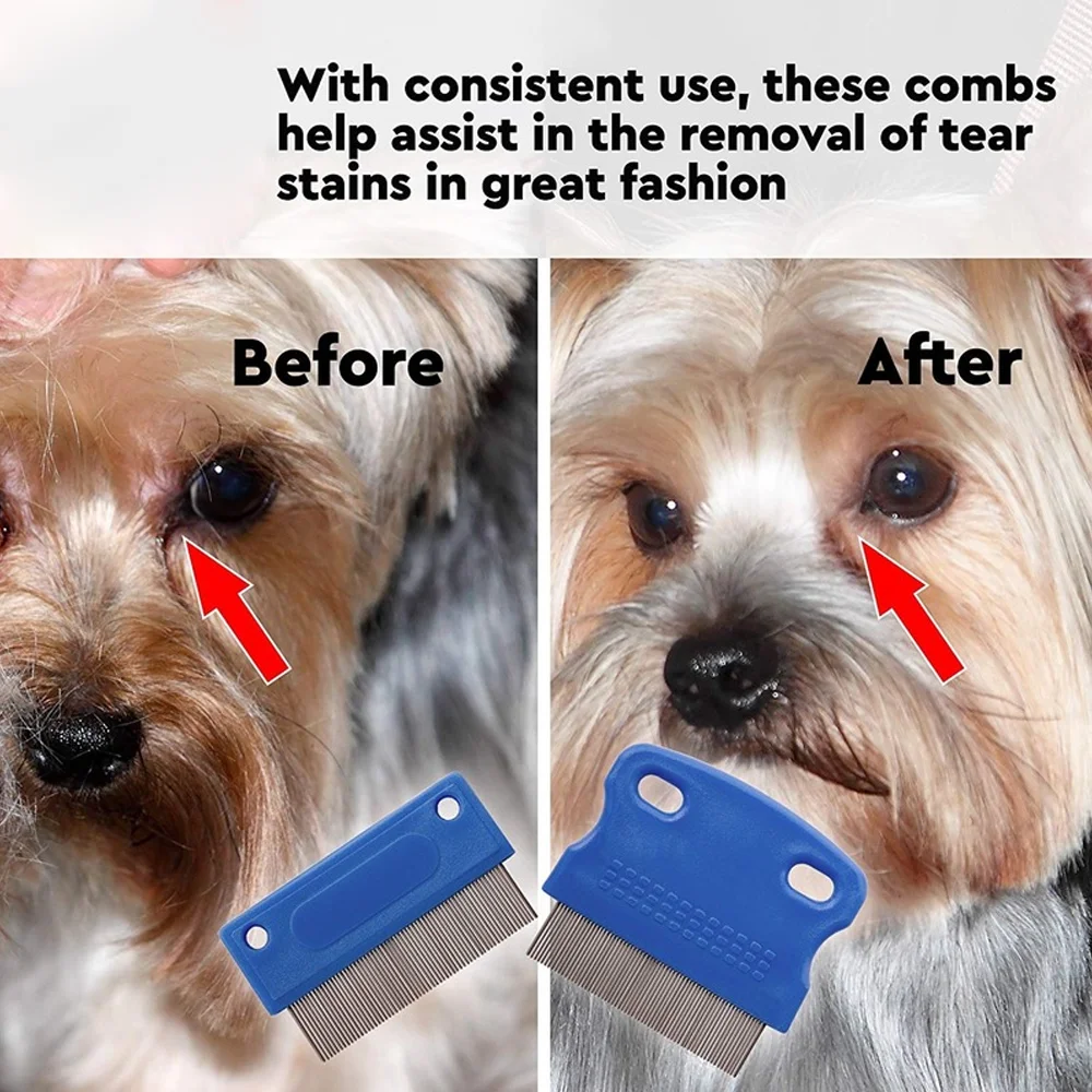 Dog Grooming Comb Pet Tear Stain Remover Gently Removes Mucus and Crust Small Lice Pet Comb Pet Flea Comb