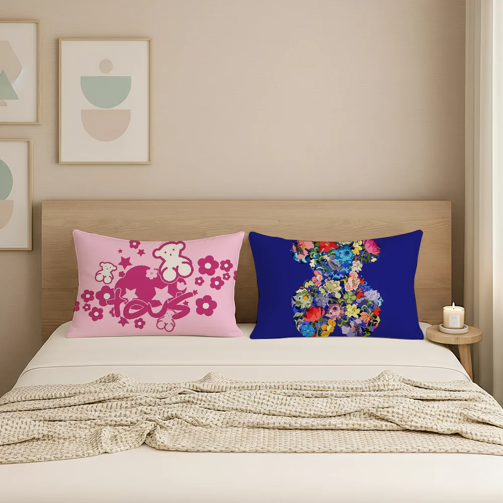 

Наволочка T-Tous с милым медвежьим принтом, подходящая для офиса, спальни, дивана, украшения дома, прямоугольные подушки