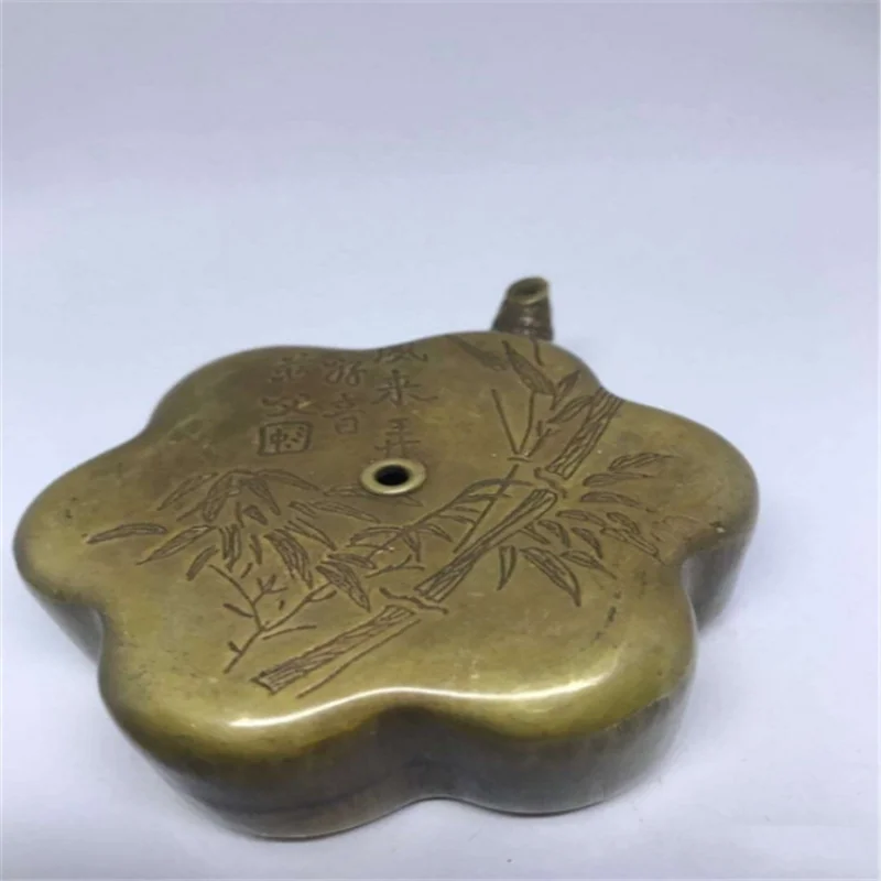 Brass Copperware Crafts Stationery Supplies Brass Plum Blossom Water Drop Inkstone Wholesale