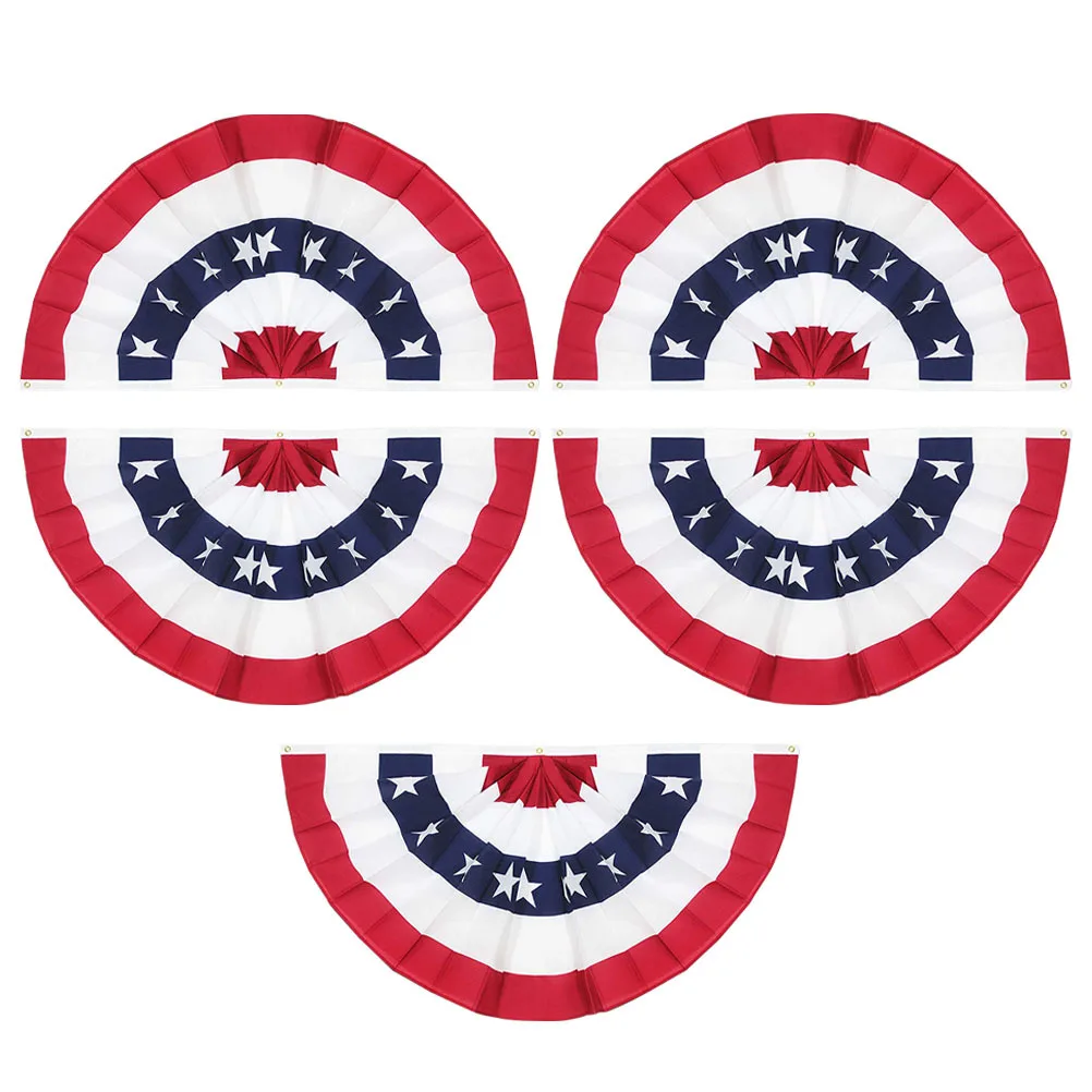 5Pcs Pleated Fan Flag Usa Patriotic Bunting Banner American Festival Party Decoration Hanging Flag Decor Bunting Flags - Image 6