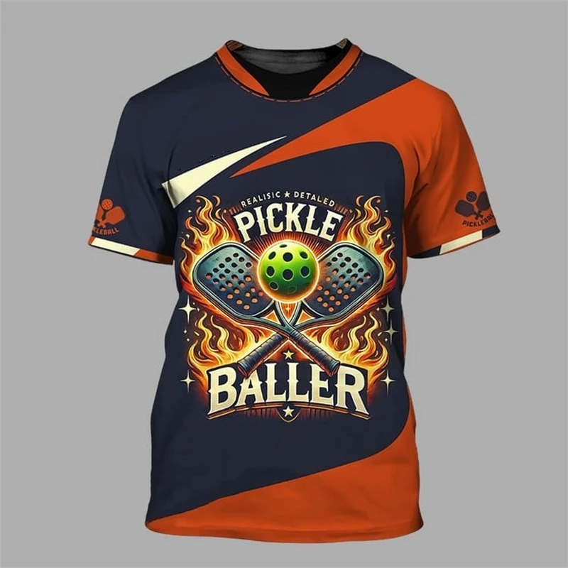 

Fashion Pickleball Graphic T Shirts For Men Summer Casual Short Sleeve 3D Printed Sports T-shirts Trend Outdoor Fitness Tees