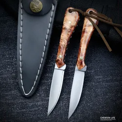 Mini Stainless Steel Outdoor Hiking Camping Fishing Fruit Cutting Tool Exquisite Pattern Wearable With Holes  Canivete De Bolso