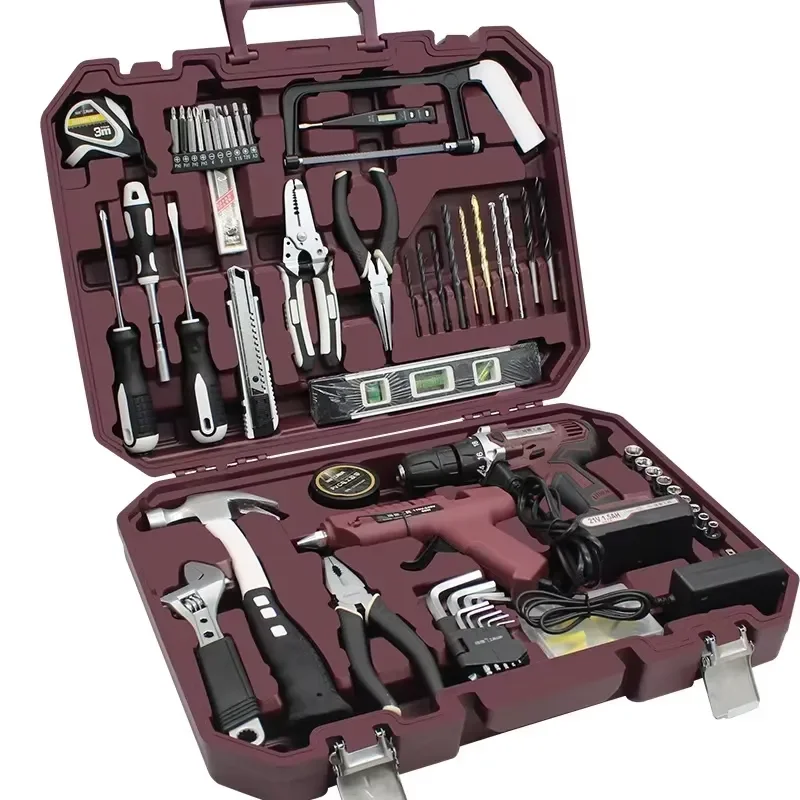 148PCS Multifunction Household Electric Drill Machine Tools Set Kitchen Garden Tool Cases Professional Complete Hand Tools