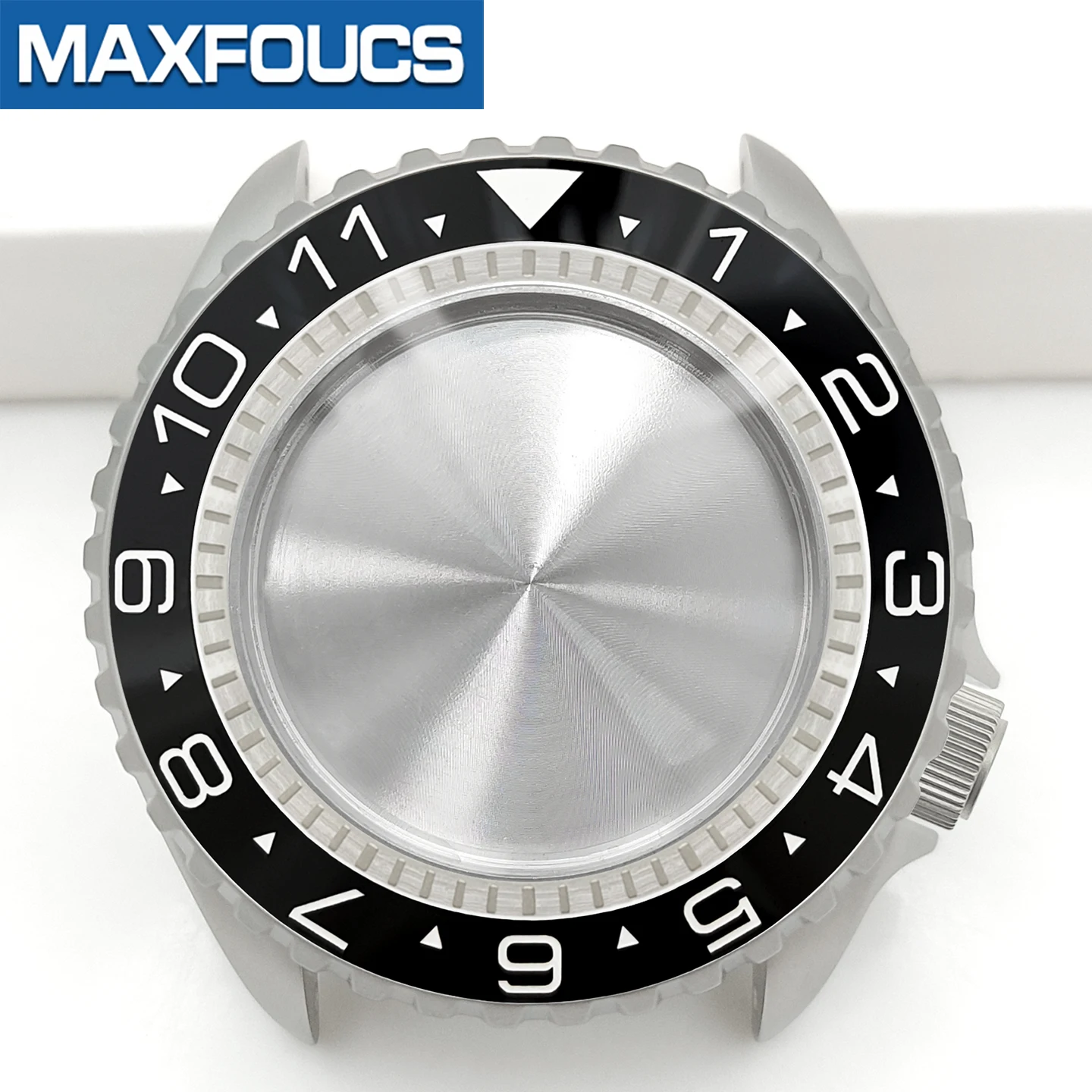 Mattes 3.8 SKX Silber-Uhrengehäuse, Krone bei 4 Uhr, Edelstahl-Finish, MOD NH36, Keramikeinsatz, Saphirglas, kundenspezifische Teile – Detail 12