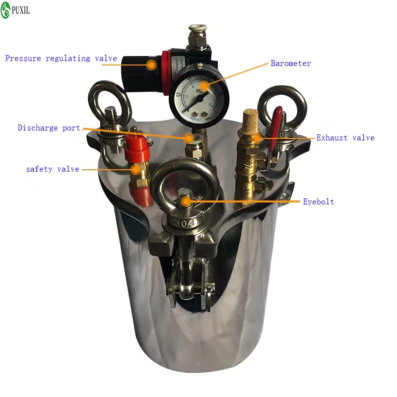 2L 304 Stainless Steel Dispenser Pressure Tank Pressure Barrel Dispensing Valve Fluid Dispensing Storage Bucket