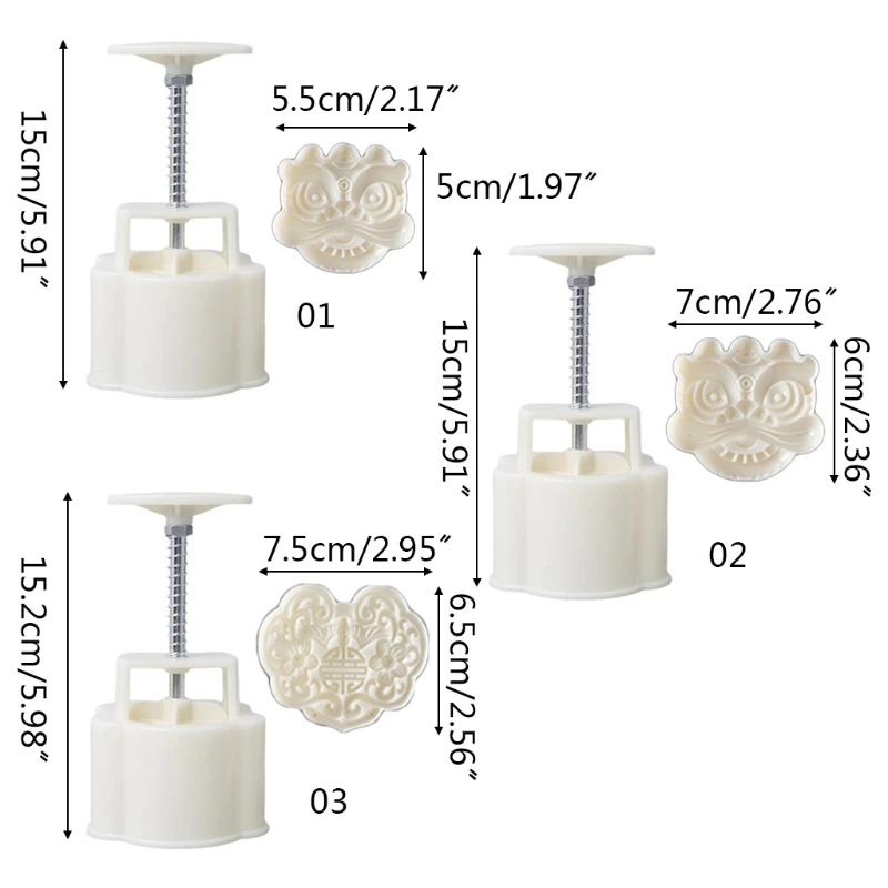 3DMooncake Mold 30g/50g/75g National Tide Style Lion Patterns Mooncake Molds Press Cookie Mould for Mid-Autumnfond fondant molds