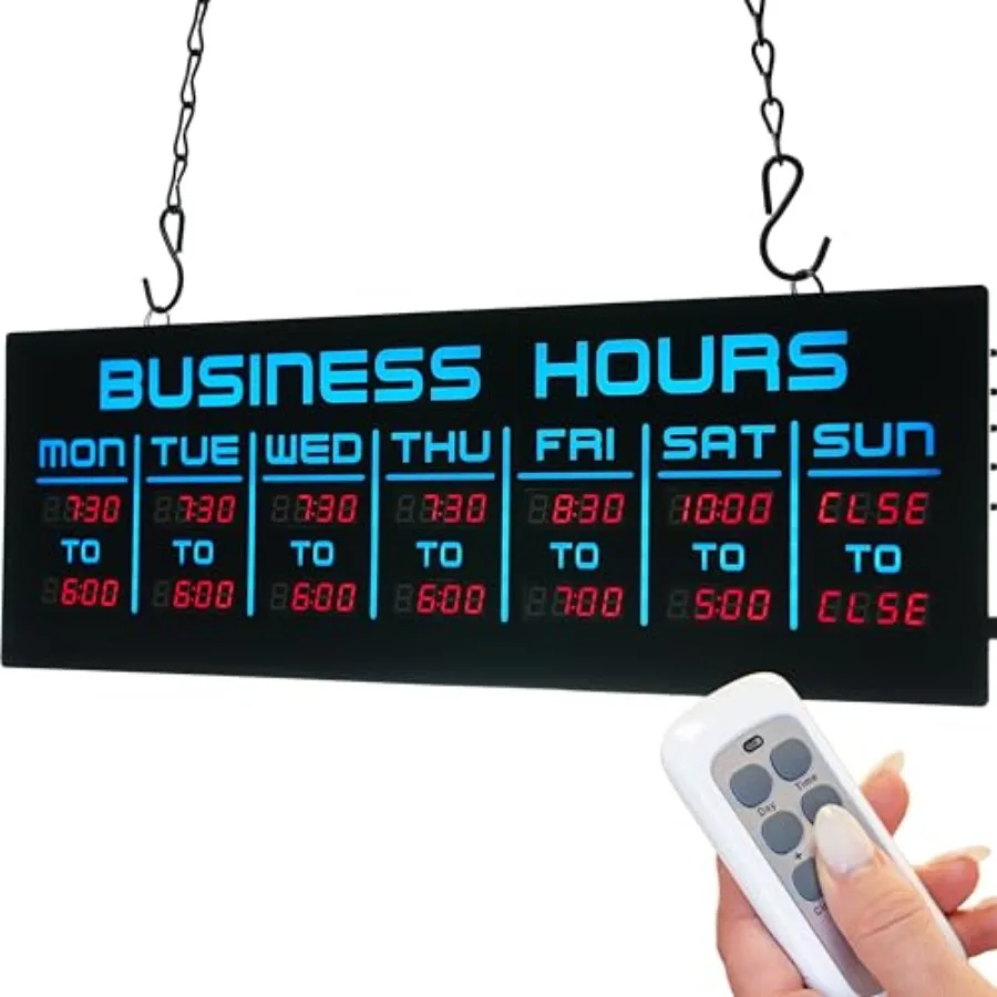

Digital Business Hours Sign by ELEMENT LUX - Electronic Programmable Hours of Operation Signs for Business with Ultra Bright LE