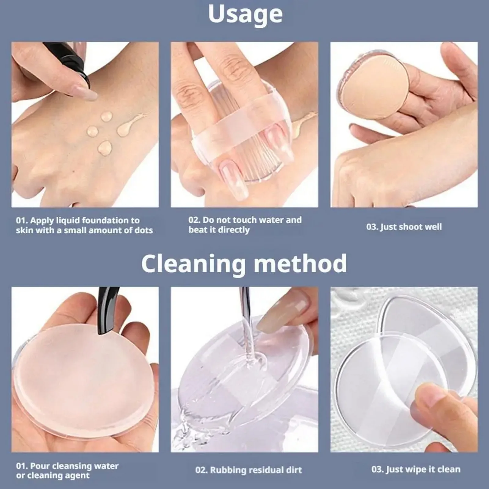 إسفنجة مكياج شفافة مستديرة/إسفنجة على شكل دمعة لبودرة الأساس السائلة للاستخدام الجاف أو الرطب للوجه