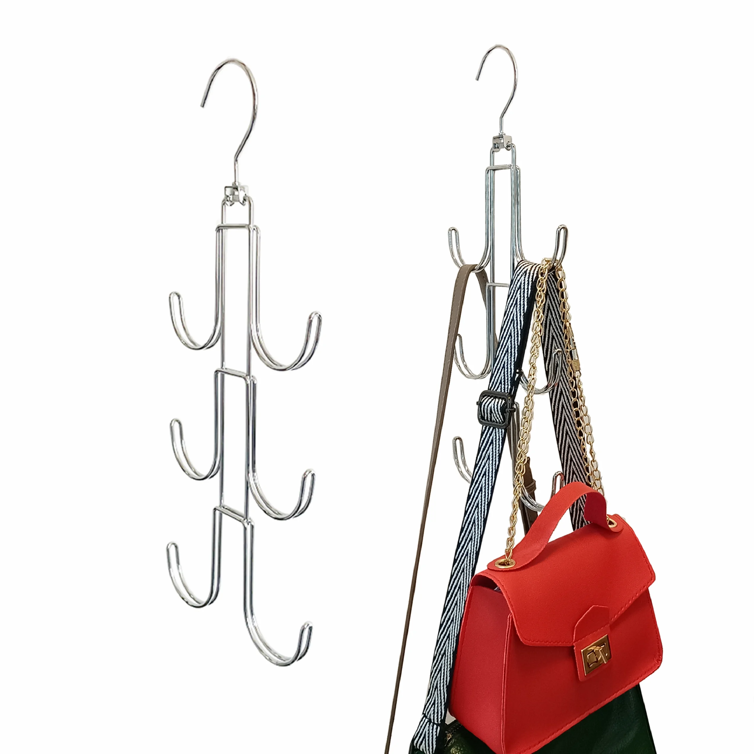 Purse Hanger Organizer for Closet, 2 Pack Hanging Bag Holder, Metal Handbag Storage Hook Backpack Rack Space Saving Hanger