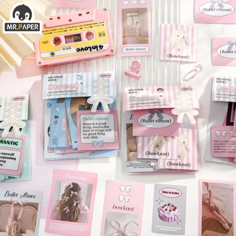 

Mr. Paper 30pcs/pack Girl Heart Cute Sticker Pack Ins Style Macaron Color Sealing Sticker Handbook Decoration Stationery