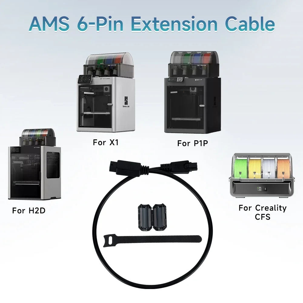 ل Bambu Lab H2D X1 P1 Series/Kobra S1/Creality CFS طابعة ثلاثية الأبعاد 6pin تمديد كابل AMS HUB Connection1.5 متر ترقية أجزاء