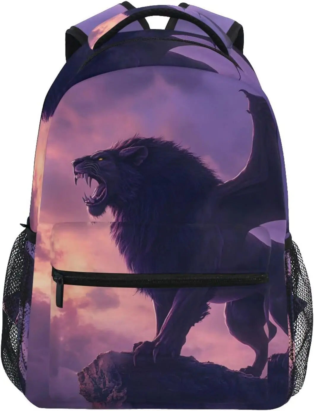 

Детский школьный рюкзак для девочек и мальчиков, сумка для книг, походные рюкзаки с принтом льва и крыльев, средний размер